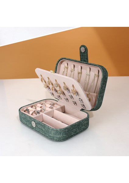 Çok Katmanlı Kapaklı Taşınabilir Takı Mücevher Kutusu Küpe Yüzük Kolye Mücevher Kutusu Hediye Kutusu Saklama Kutusu (Haki) (Yurt Dışından) indirimleri