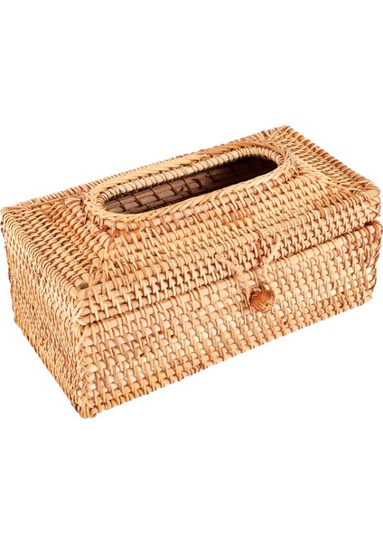 Kağıt Rafı Rattan Doku Kutusu Zarif Ev Dekorasyon El Yapımı Masaüstü Doku Konteyner Peçete Saklama Kutusu (Yurt Dışından)