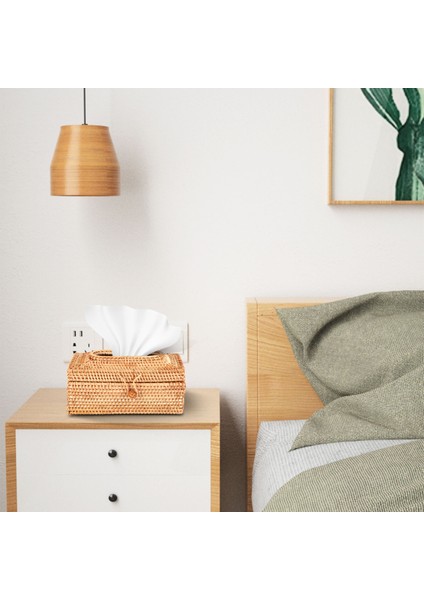 Kağıt Rafı Rattan Doku Kutusu Zarif Ev Dekorasyon El Yapımı Masaüstü Doku Konteyner Peçete Saklama Kutusu (Yurt Dışından) fırsatları