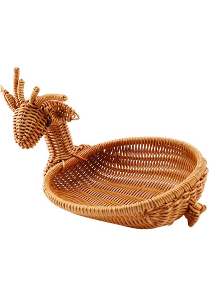 Rattan Dokuma Meyve Sepeti, Taklit Geyik Ekmek Sepeti Meyve Kaseleri Tepsi Sebze Aperatif Sepeti Yenilik Hayvan Şekilli Antik Rattan Masaüstü Dekoratif Depolama Sepeti Küçük (Yurt Dışından)