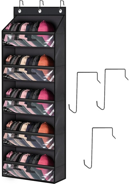 Beyzbol Şapkaları Için Kapı Üstü Şapka Askıları, 3 Kancalı Şapka Sergileme ile Dolap Veya Duvar Için Şeffaf Derin Cepli Şapka Düzenleyici (Yurt Dışından)