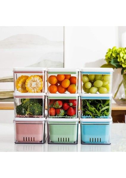 Istiflenebilir Ürün Tasarrufu, Çıkarılabilir Drenaj Tepsili Düzenleyici Kutular/saklama Kapları, 3'lü Set, Dolaplar Için (Mavi) (Yurt Dışından) indirimleri