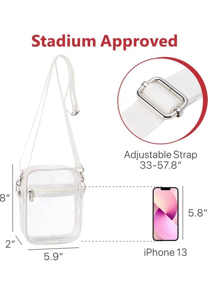 Şeffaf Çanta Stadyum Onaylı, Açık Hava Sporları Için Ayarlanabilir Omuz Askılı Şeffaf Çanta, Beyaz (Yurt Dışından) modelleri
