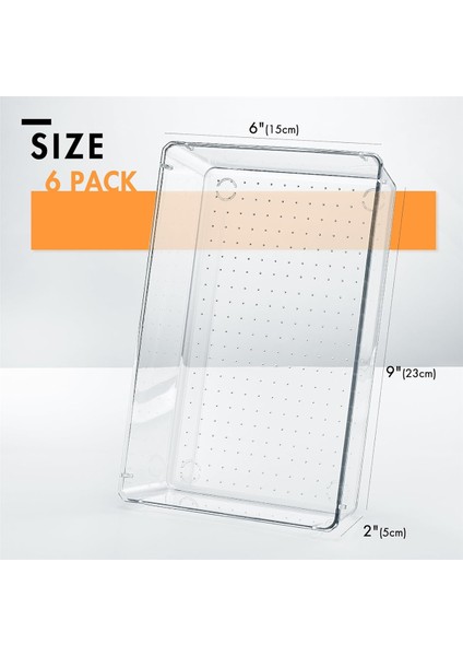 Masa Çekmecesi Düzenleyici Kutuları 6 Adet, 9X6X2IN Şeffaf Çekmece Düzenleyicileri Silikon Pedli, Vanity Düzenleyiciler, Kaymaz 6 Adet (Yurt Dışından) fiyatları