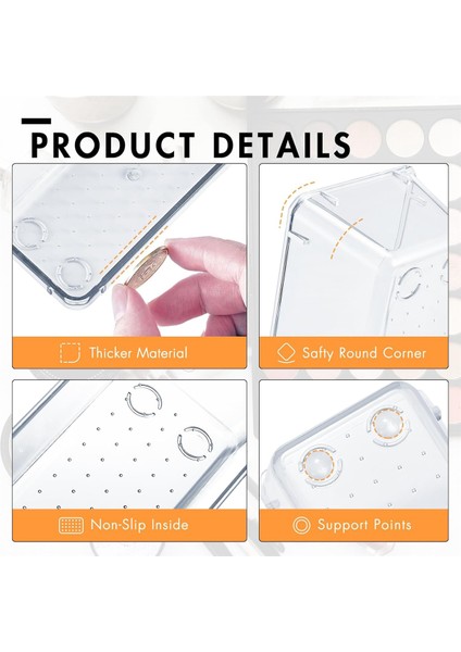 Masa Çekmecesi Düzenleyici Kutuları 6 Adet, 9X6X2IN Şeffaf Çekmece Düzenleyicileri Silikon Pedli, Vanity Düzenleyiciler, Kaymaz 6 Adet (Yurt Dışından) modelleri