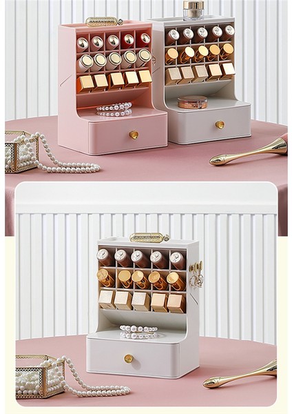 Üç Katmanlı Masaüstü Kozmetik Düzenleyici Banyo Büyük Kapasiteli Kozmetik Kutusu Kadın Mücevher Ruj Çekmecesi Makyaj Kutusu B (Yurt Dışından) fırsatları