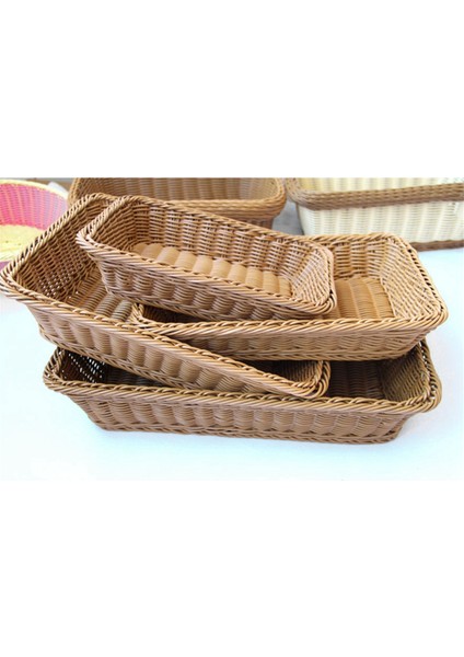 Depolama Sepeti El Yapımı Dikdörtgen Rattan Organizasyon Hasır Ekmek Tutucu Meyve Sebze Atıştırmalık Gıda Kabı M (Yurt Dışından) indirimleri