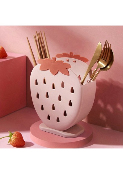 Sevimli Çilek Çubuk Tutucu Drenaj Rafı Mutfak Sofra Takımı Depolama Rafı Drenaj Kaşık Çatal Bıçak Raf Tutucu Kırmızı (Yurt Dışından) fiyatları