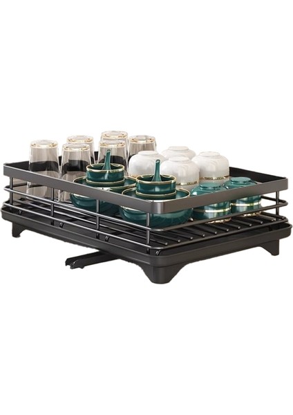 Çatal Bıçak Saklama Rafı, Paslanmaz Çelik Çatal Bıçak Kurutma Rafı, Drenajlı Ayarlanabilir Mutfak Tabak Saklama Rafı B (Yurt Dışından)