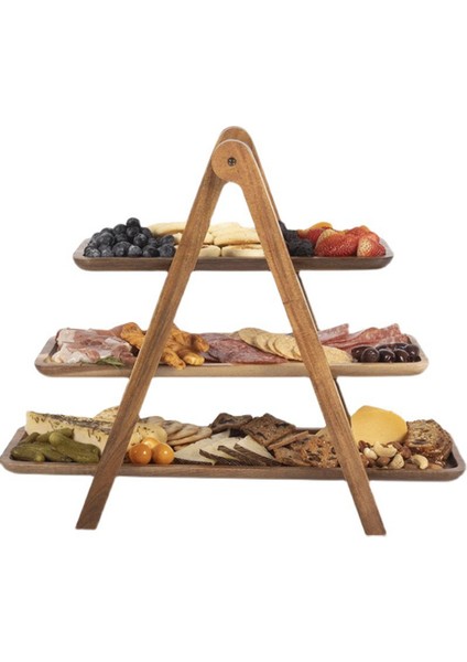 3 Katmanlı Servis Tepsisi Ahşap Katmanlı Tepsi Dekor Kek Standı Çiftlik Evi Katmanlı Tepsi Parti Servis Tabakları ve Tabaklar Tepsileri (Yurt Dışından)