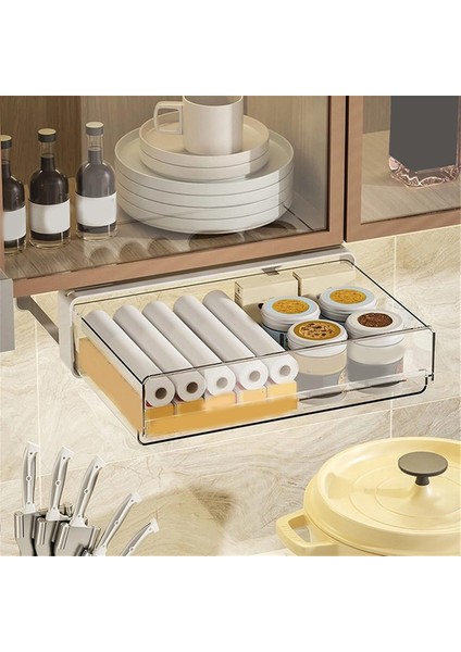 Kağıt Tabak Tutucu, Dolap Altı Çekmece Düzenleyici, Mutfak Dolabı Için Plastik Saklama Düzenleyici, Dolap Aksesuarları-A (Yurt Dışından) modelleri