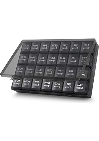 Aylık Hap Düzenleyici 28 Günlük Hap Kutusu Haftaya Göre Düzenlenmiş, Büyük 4 Hafta 1 Aylık Toz Geçirmez Kaplı Hap Kutuları (Yurt Dışından)