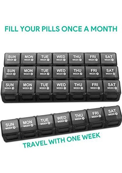 Aylık Hap Düzenleyici 28 Günlük Hap Kutusu Haftaya Göre Düzenlenmiş, Büyük 4 Hafta 1 Aylık Toz Geçirmez Kaplı Hap Kutuları (Yurt Dışından) modelleri
