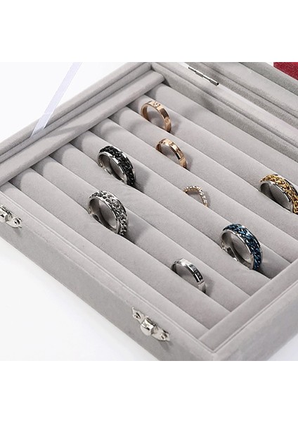 Kadife Cam Yüzük Küpe Mücevher Sergileme Düzenleyici Kutu Tepsi Tutucu Saklama Kutusu - Mor (Yurt Dışından) fırsatları