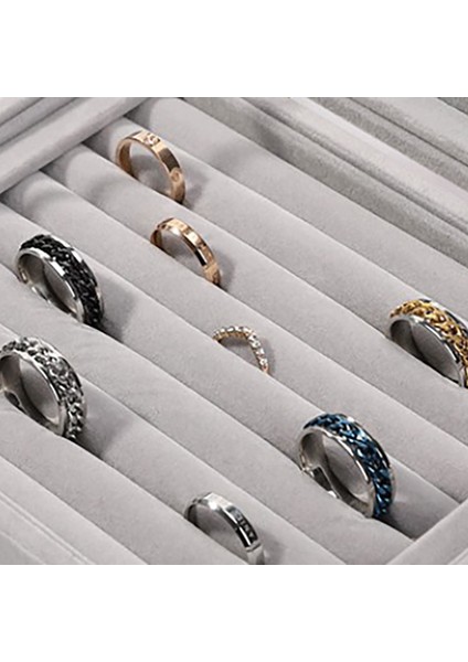 Kadife Cam Yüzük Küpe Mücevher Sergileme Düzenleyici Kutu Tepsi Tutucu Saklama Kutusu - Mor (Yurt Dışından) indirimleri