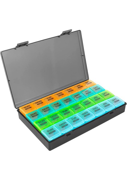 Aylık Hap Düzenleyici Günde 1 Kez, 28 Bölmeli 4 Hafta Hap Dağıtım Kutusu Kapaklı, Düzenleyici Kutu Günlük (Yurt Dışından)