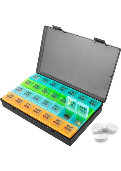 Aylık Hap Düzenleyici Günde 1 Kez, 28 Bölmeli 4 Hafta Hap Dağıtım Kutusu Kapaklı, Düzenleyici Kutu Günlük (Yurt Dışından) indirimleri