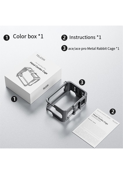 Telesın Kamera Tavşan Kafesi Shadowstone Insta 360 Ace Pro Dikey Hızlı Çıkarma Tavşan Kafesi Koruyucu Çerçeve Aksesuarı (Yurt Dışından)