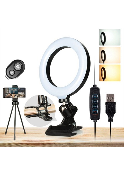 16CM Selfie Halka Işığı Dizüstü Bilgisayar Masaüstü Halka Lambası Video Konferans Aydınlatması Tripod Telefon Tutucu Klipsli (Yurt Dışından) indirimleri