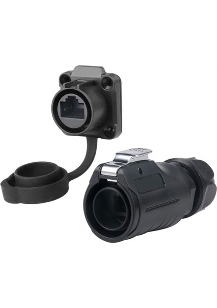 Lp-20 RJ45 Su Geçirmez Konnektör Seti Cat6 IP68 Su Geçirmez Konnektör RJ45 Panel Montajlı Soket Fiş Ağ Kablosu Adaptörü B (Yurt Dışından)