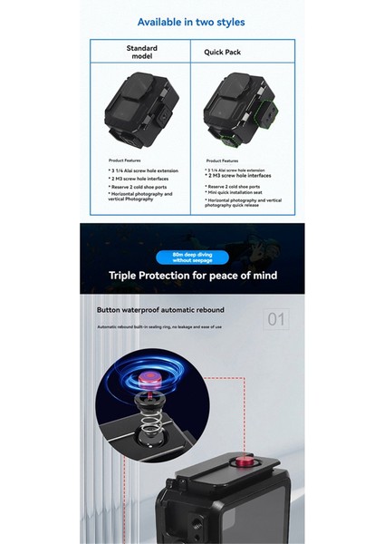 80M Su Geçirmez Kılıf Alüminyum Çerçeve Koruyucu Kılıf Sualtı Dalış Muhafazası GOPRO12/11/10 GOPRO13 Aksiyon Kamerası A (Yurt Dışından) fiyatları
