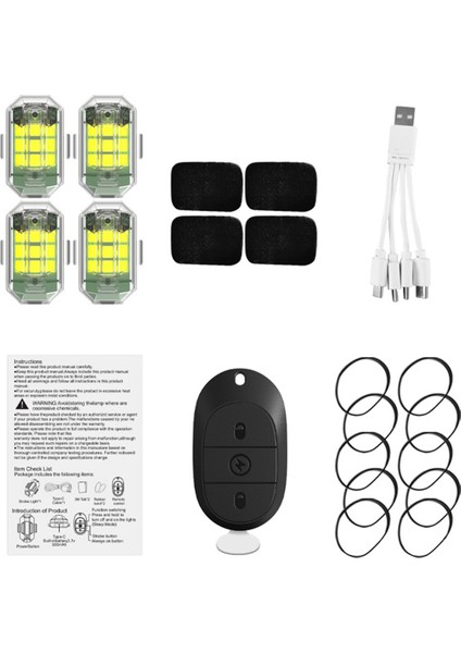 LED Strobe Işık Kablosuz Uzaktan Kumanda Motosiklet Araba Çarpışma Önleyici Uyarı Lambası Göstergesi Iha Aksesuarları (Yurt Dışından)