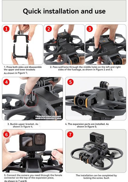 Djı Avata 2 Için Startrc Üst Uzatma Braketi - Gopro, INSTA360, Djı Action, Dolgu Işığı ile Uyumlu Uzatma Montaj Tutucu (Yurt Dışından)