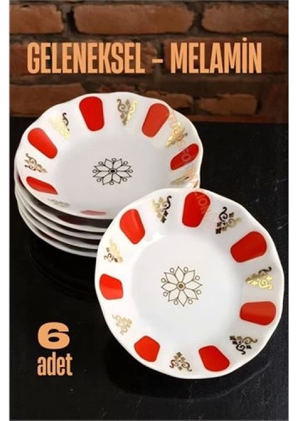 Melamin Çay Tabağı 6 Adet Geleneksel Türk Çay Bardağı Altlığı
