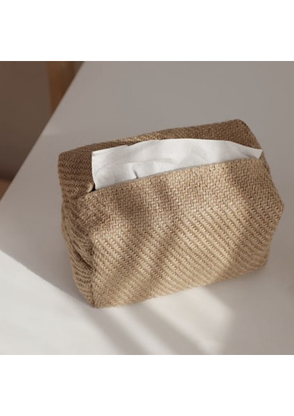 Küçük Jüt Doku Kutusu Peçete Tutucu Oturma Odası Masa Doku Kutuları Konteyner Ev Araba Kağıtları Dağıtıcı Tutucu (B) (Yurt Dışından) indirimleri