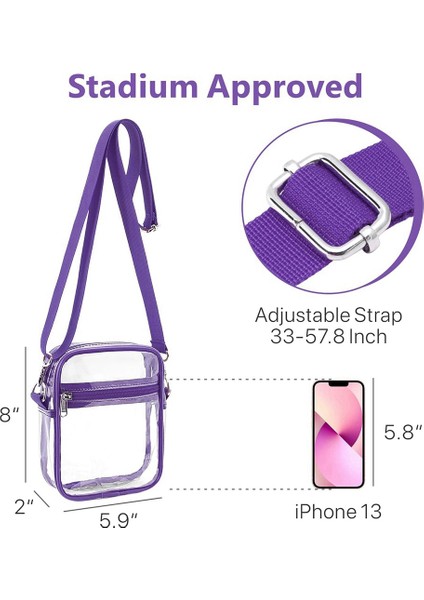 Şeffaf Çanta Stadyum Onaylı, Açık Hava Sporları Için Ayarlanabilir Omuz Askılı Şeffaf Çanta, Mor (Yurt Dışından) fırsatları