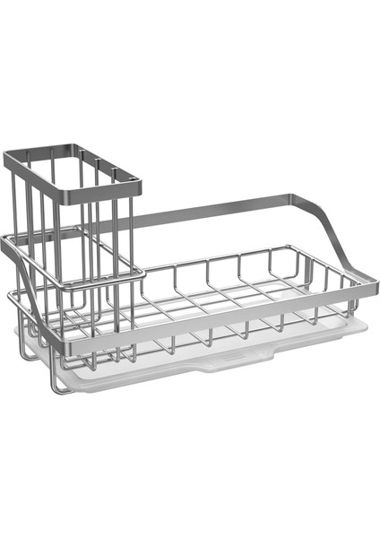 Paslanmaz Çelik Sünger Tutucu Çıkarılabilir Mutfak Lavabo Rafı Temizleme Fırçası Sabun Düzenleyici Depolama Rafı Drenaj Tepsisi Ile, B (Yurt Dışından)