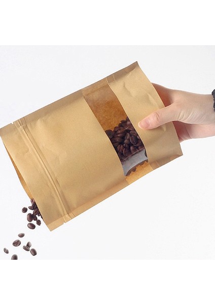 50 Adet Fırın Poşetleri Şeffaf Pencereli Kağıt Poşet Sızdırmazlık Yağ Geçirmez Kraft Kağıt Poşet Gıda Atıştırmalıkları Kurabiye Poşeti 14X20X4CM (Yurt Dışından) fiyatları
