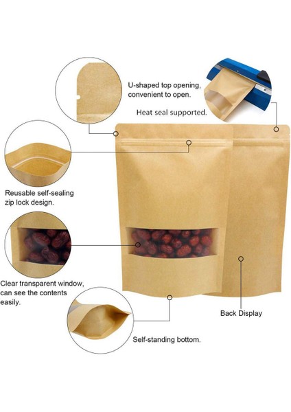 50 Adet Fırın Poşetleri Şeffaf Pencereli Kağıt Poşet Sızdırmazlık Yağ Geçirmez Kraft Kağıt Poşet Gıda Atıştırmalıkları Kurabiye Poşeti 14X20X4CM (Yurt Dışından) modelleri