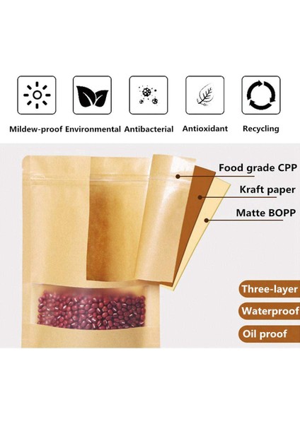 50 Adet Fırın Poşetleri Şeffaf Pencereli Kağıt Poşet Sızdırmazlık Yağ Geçirmez Kraft Kağıt Poşet Gıda Atıştırmalıkları Kurabiye Poşeti 14X20X4CM (Yurt Dışından) fırsatları