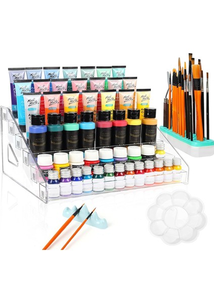 6 Katlı Akrilik Boya Saklama Kutusu Boya Fırçası Tutucu, El Sanatları Boya Saklama Düzenleyicisi Için Boya Şişesi Saklama Kutusu (Yurt Dışından)
