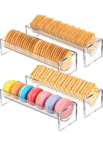 4 Parça Şeffaf Kraker Tepsisi Servis Için Dikdörtgen Kraker Tutucu Akrilik Servis Tepsisi Gıda Standları Parti Için (Yurt Dışından)