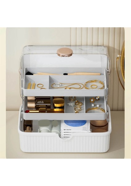 Kozmetik Saklama Kutusu Büyük Kapasiteli Plastik Masaüstü Saklama Kutusu Toz Geçirmez Ruj Kapaklı Ekstra Saklama Kutusu, Açık Yeşil (Yurt Dışından) indirimleri