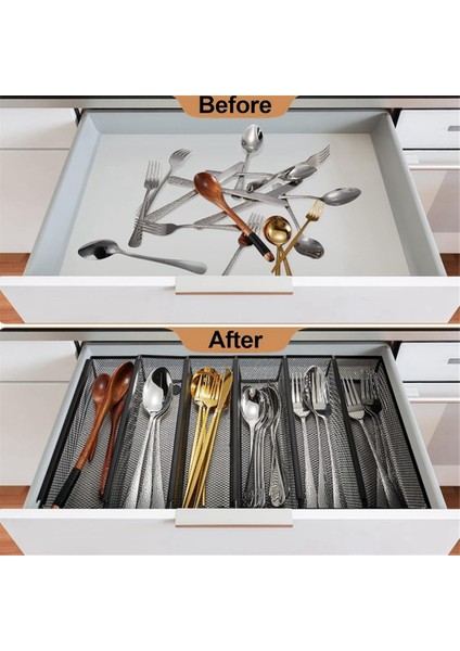 6 Adet Çekmece Düzenleyici, Mutfak Için Gümüş Eşya Düzenleyici, Alet Çatal Bıçak Tepsisi Örgü Metal Düzenleyici (Yurt Dışından) fırsatları