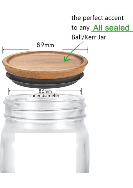 6 Paket Tüm Mühürlü Ahşap Saklama Kapakları Seti, Top Için Ahşap Kapaklar, Kerr Kavanozları, Gıda Sınıfı Malzeme, Kavanozlar Için Hava Geçirmez 89MM (Yurt Dışından) modelleri