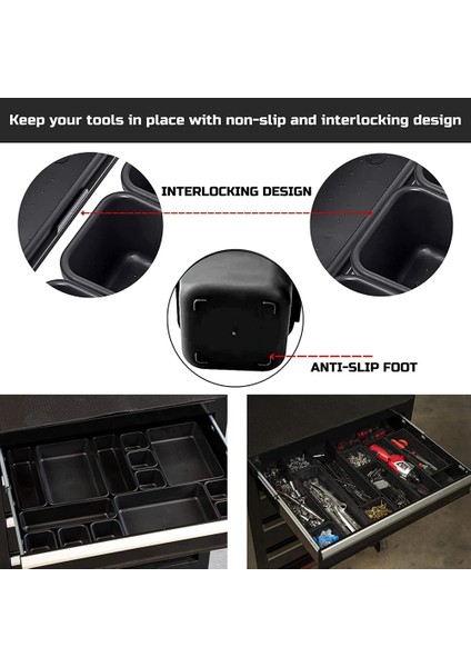 Alet Kutusu Düzenleyici ve Saklama Tepsisi, Alet Kutusu Çekmece Düzenleyici Kutuları, Alet Kutusu Düzenleyici Tepsi Bölücü Seti, Siyah 32'li Paket (Yurt Dışından) fırsatları
