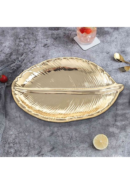 Dekoratif Altın Yaprak Seramik Tabak Çanak Porselen Şeker Biblo Bulaşık Takı Meyve Servis Tepsisi Depolama Plakası Çanak Çömlek Sofra (Yurt Dışından) fiyatları