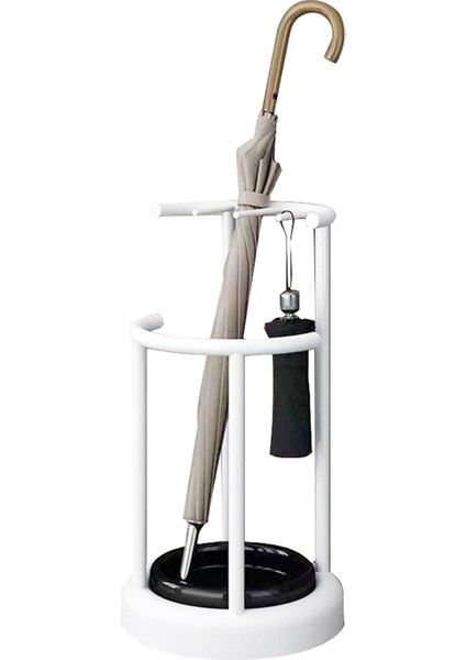 Ev Dairesel Şemsiye Tutucu Çıkarılabilir Damlama Tepsisi Standı Şemsiyeler Giriş Dekoratif Raf Düzenleyici Beyaz (Yurt Dışından)