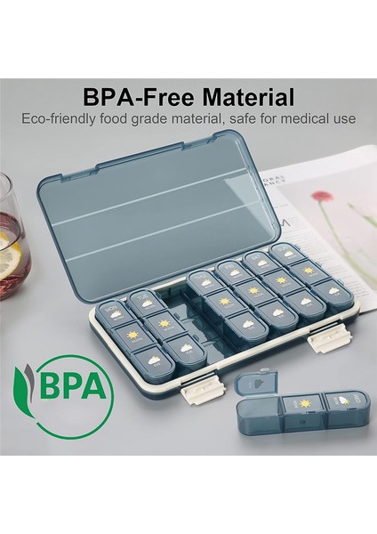 Günde 3 Kez Hap Düzenleyici, 7 Günlük Hap Kutusu Mavi (Yurt Dışından) modelleri