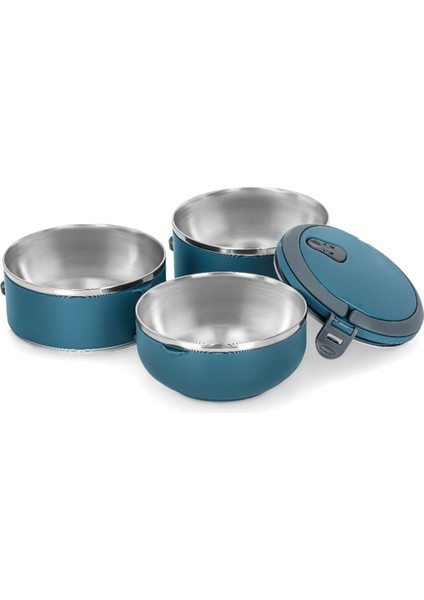 Kulplu Çelik Sefer Tası - Yemek Termosu Saklama Kabı 3 Katlı Antrasit Mavi modelleri