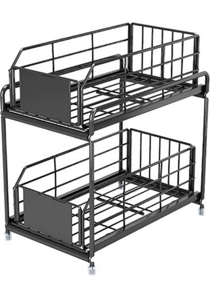 Sürgülü Çekmece Lavabo Altı Düzenleyici Mutfak 2 Katlı Çok Amaçlı Raf Dolabı Lavabo Altı Depolama Rafı Banyo Mutfak (Yurt Dışından)