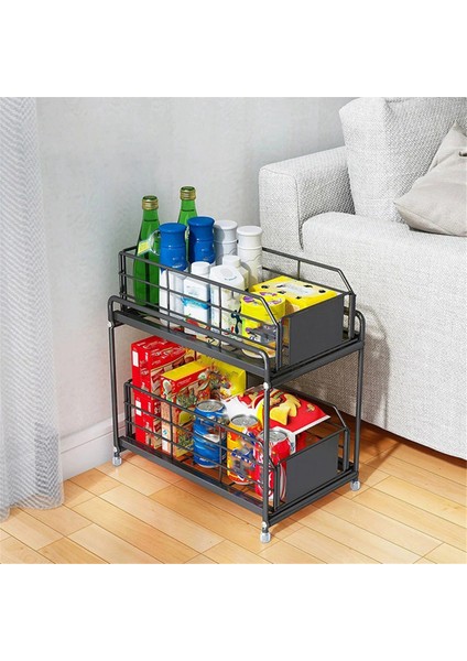 Sürgülü Çekmece Lavabo Altı Düzenleyici Mutfak 2 Katlı Çok Amaçlı Raf Dolabı Lavabo Altı Depolama Rafı Banyo Mutfak (Yurt Dışından) modelleri
