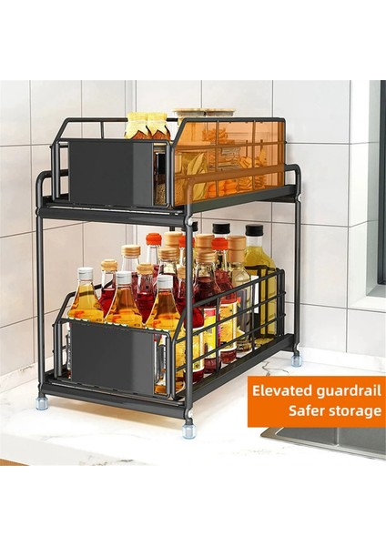 Sürgülü Çekmece Lavabo Altı Düzenleyici Mutfak 2 Katlı Çok Amaçlı Raf Dolabı Lavabo Altı Depolama Rafı Banyo Mutfak (Yurt Dışından) indirimleri