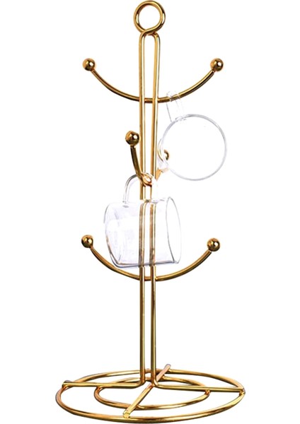 Tezgah Kupa Ağacı, 6 Kanca Kahve Fincan Kurutma Makinesi Mutfak Kahve Kupa Ağacı Tezgah Çay Dak Tutucu Standı, Altın (Yurt Dışından)