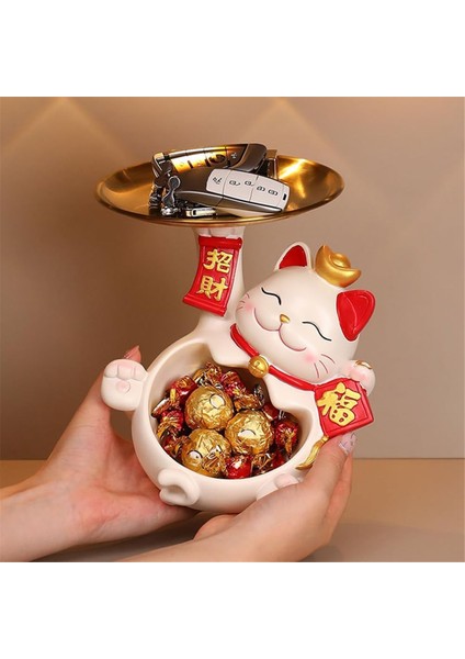 Fortune Kedi Heykeli, Creatives Sevimli Fortune Kedi Tepsisi, Reçine Fortune Kedi Heykeli ve Tabak, Fortune Kedi Anahtar Saklama Tepsisi A (Yurt Dışından) modelleri