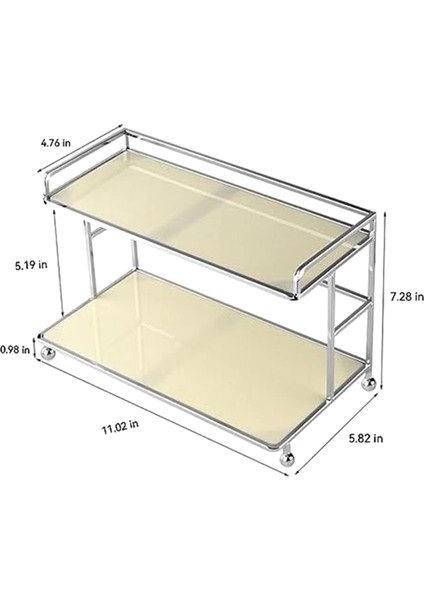 2 Katmanlı Banyo Makyaj Organizatör, Elektroliz Metal Makyaj Sayacı Organizatör, Vanity Organizatör/yatak Odası Için Depolama Rafı (Yurt Dışından) fırsatları